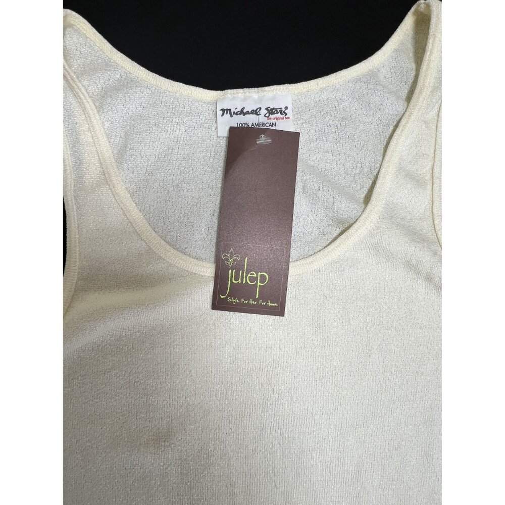 Michael Stars Womens One Size Boho Chic Preppy Cream Sleeveless Tank Top USA - Picture 5 of 10